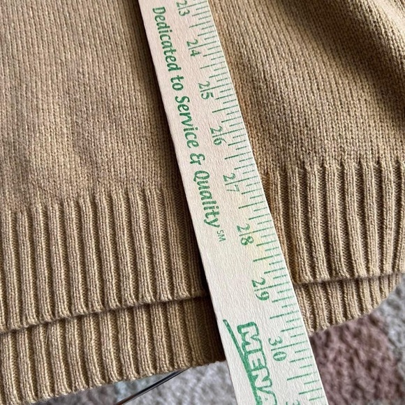 Vintage Eddie Bauer tan lambswool knit crewneck wool sweater preppy size L - Picture 8 of 8